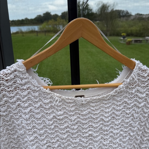 Free People cotton Cream Cropped knit Sweater — small - Picture 3 of 6